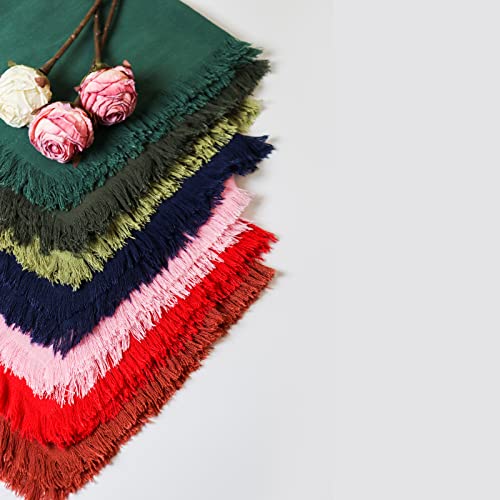 Dololoo Handmade Cloth Napkins, Cotton Linen Cloth Napkins With Fringe, Versatile Handmade Square Rustic Fringe Napkins For Dinner, Wedding And Parties, 18 X 18 Inches Set Of 4, Navy Blue #TOP4