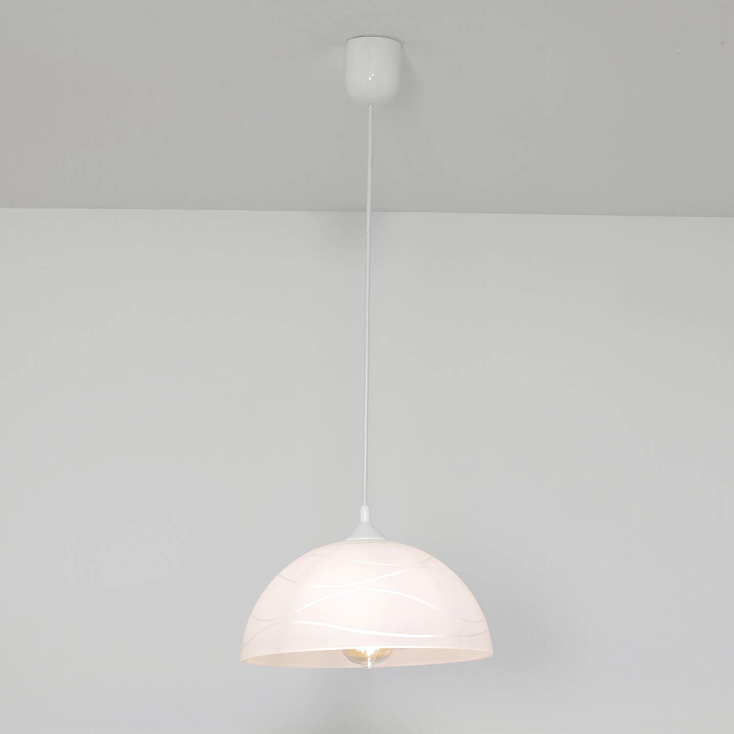 Lampa wisząca szklana ADANIA biała okrągła Ø 30 cm Vintage Design lampa wisząca kuchnia wyspa kuchenna