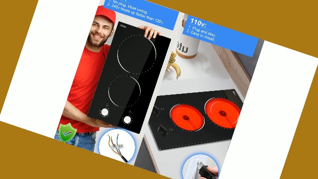 Image of 24 Inch Electric Cooktop Hobsir 4 Burners Built-in Radiant Electric Stove, 9 Heating Level, Residual Heat Indicator, Over-Temperature Protection, 220V-240V Hard Wire (No Plug)