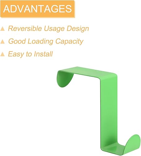 Miniatura 3 de uxcell Ganchos para colgar sobre la puerta, 4 ganchos de acero inoxidable para colgar ropa, sombreros, toallas (verde)