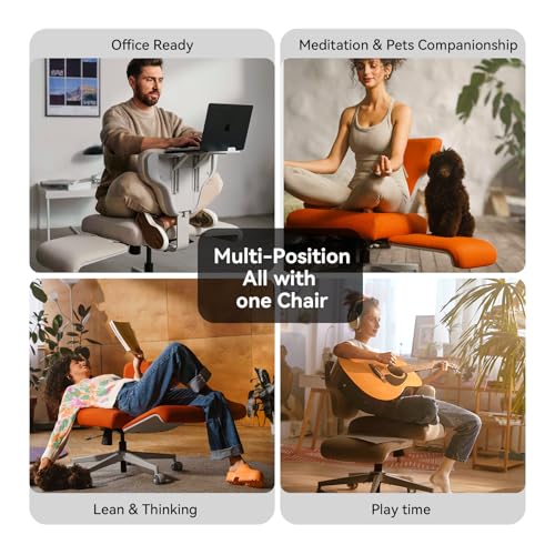 Image of DROGO Freedom-X Multi-Position Cross Legged Office Chair for Work from Home with Laptop Tray, Adjustable Backrest, Flexible Armrests & Cup Holders | Gaming Chair with Breathable Cushion Seat (Grey)