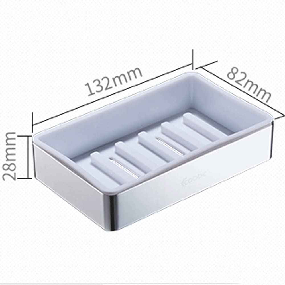 Jabonera de aluminio y plástico, con bandeja de drenaje, soporte para caja de jabón para ducha/baño/fregadero, mantiene la barra de jabón seca