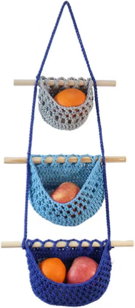Tiered Fruit and Vegetable Storage Basket Wall-mounted Kitchen Hanging Basket Pantry Organization Decorative Fruit Organizer for Friends and Family
