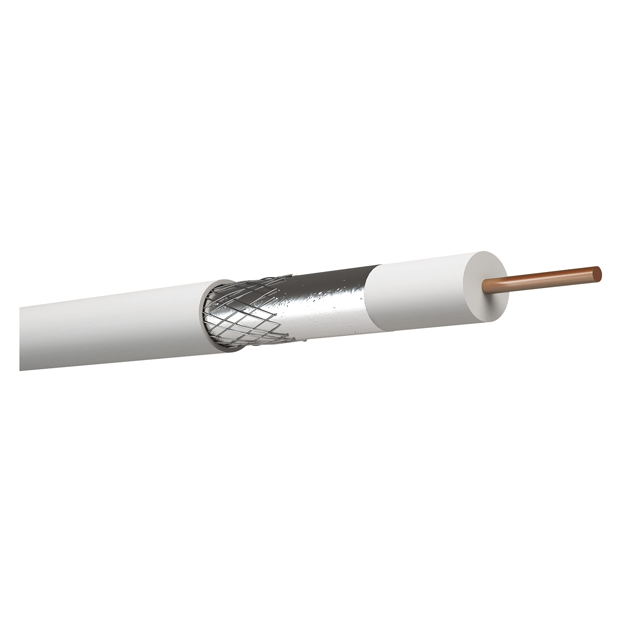 EMOS Kabel antenowy 100 m, biały, kabel koncentryczny do SAT, TV i CCTV, typ CB50F, podwójnie ekranowany kabel telewizyjny, kabel satelitarny o wymiarach ekranowania 75 dB, opór 75 omów