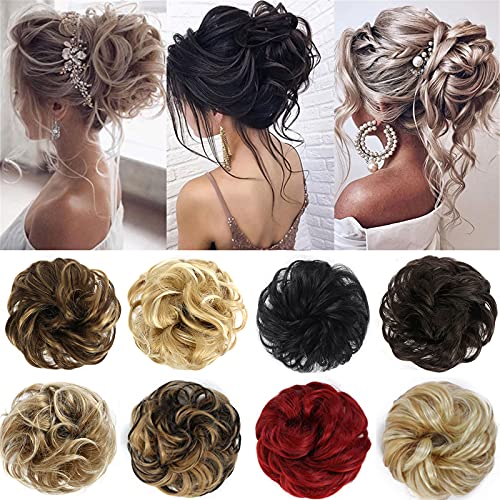 olacare 2PCS Messy Curly Hair Bun Extensions Messy Curly Hair Scrunchies Hairpieces Synthetic Donut Updo Hair Pieces for Women Girls …