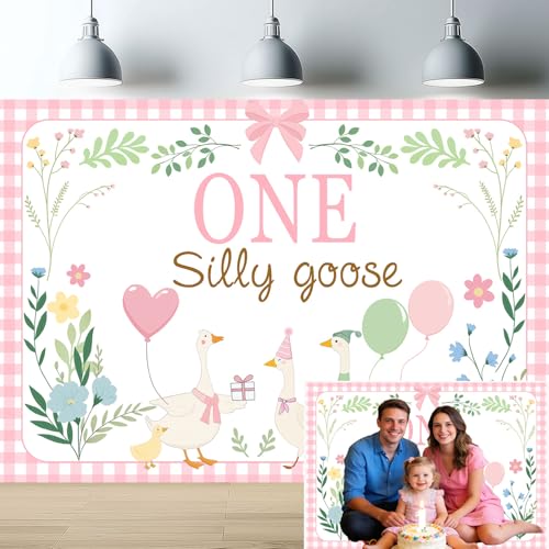 Fondo Fotográfico One Silly Goose Rosa 7x5 ft miniatura 4