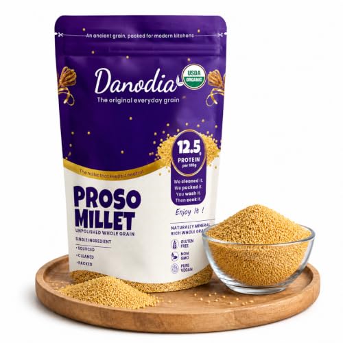 Danodia Foods USDA Organic Proso Millet Whole Grain, Gluten-Free, 2 lb