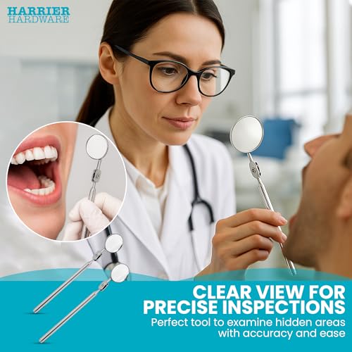 Harrier Hardware 2-Pack Telescoping Inspection Mirror Extendable 5-21 Inch Long Handle 1.2-Inch Swivel Mirror Mechanic Automotive Tool Pocket-Sized