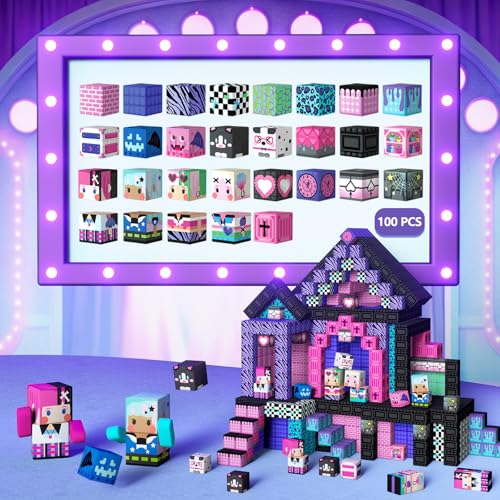 GobiDex 100PCS Magnetic Blocks for Girls, Build MagWonder with Magnet Building Toys Set, Princess Sensory Gift for Boys Girls Birthday