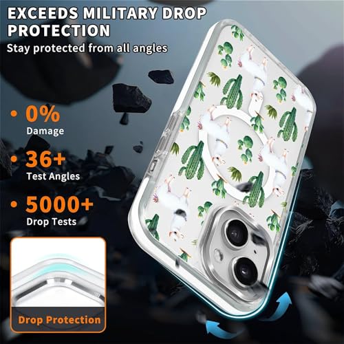 Coque iPhone 14 MagSafe transparente avec motif cactus chic