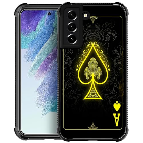 CARLOCA Case for Samsung Galaxy S21,Playing Card Ace 2 Design Shockproof with 4-Sided Airbag, Anti-Scratch & Anti-Slip TPU Cover - Protective Phone Case for Men Women