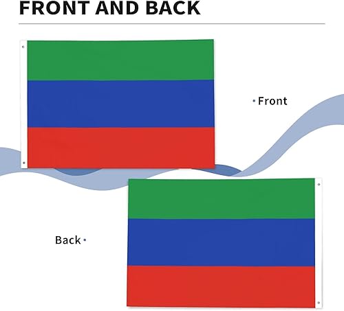 Miniatura 9 de Bandera de Daguestán banderas de 2 x 3 pies, bandera de doble cara impresa para decoración al aire libre con 2 ojales de latón resistentes a la