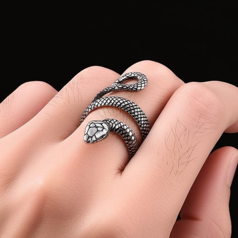 Image of THE MEN THING PYTHON RING - Pure Stainless Steel Men's Steel-Plated Ring - Statement Luxury Jewelry (Size : 22)