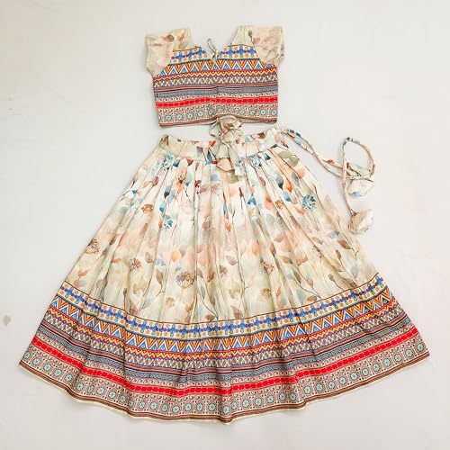 Image of E-Sqare Kids Girls Multicolour Bandhani Print Lehenga Choli Set | Ethnic Wear Dress | Readymade Clothing Set | 2 to 8 Years