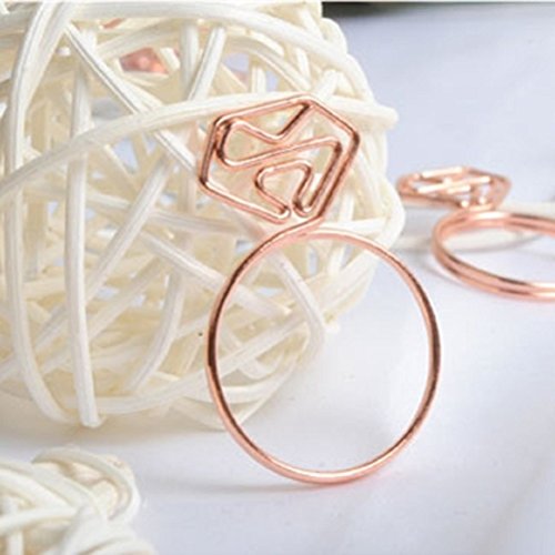 Shoppingmoon Cute Diamond Ring Shaped Paper Clips Metal Note Clips for Office School Wedding Decoration Pack 12pcs