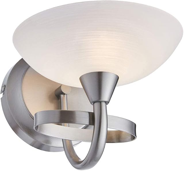 National Lighting Colton Decorative Contemporary Brushed Chrome G9 LED Compatible Wall Light with a White Painted Glass Shade