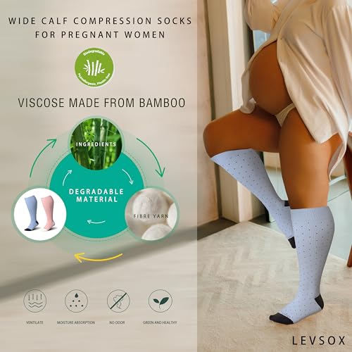 Image of LEVSOX Wide Calf Compression Socks for Women&Men Plus Size 15-20mmHg Knee High Large Support Stockings for Circulation