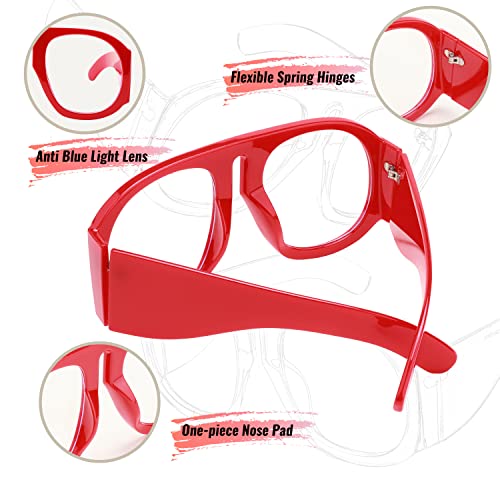 Image of FEISEDY Oversized Blue Light Blocking Glasses Women Men Big Plastic Aviator Frame Eyewear Clear Lens Computer Glasses B2371