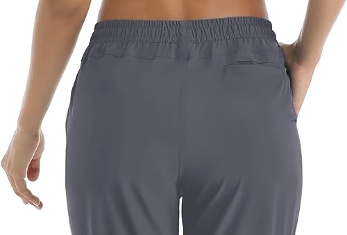 Miniatura 6 de TACVASEN Pantalones deportivos de senderismo para mujer, de secado rápido, ligeros, con cordón, Gris oscuro