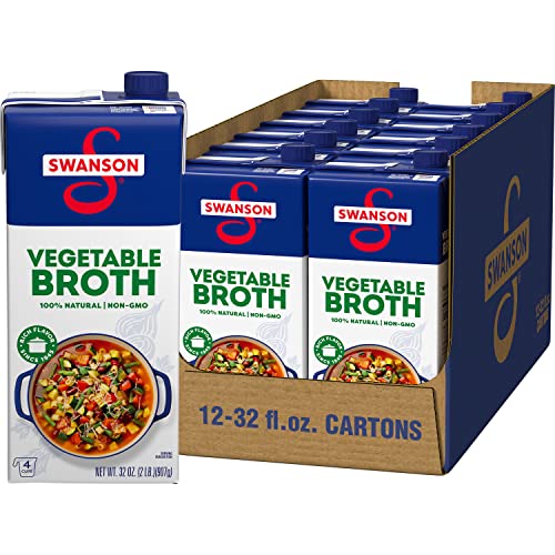 Swanson 100% Natural Vegetable Broth, 32 oz Carton (12 Pack)