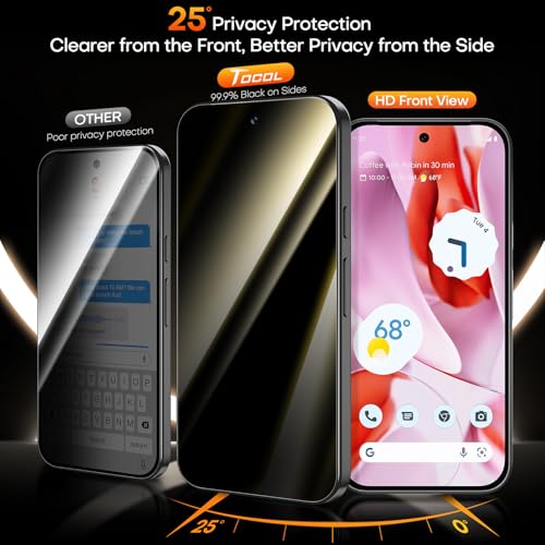 Image of TOCOL for Pixel 9 Pro Privacy Screen Protector 6.3 9H Hardness Military Grade Shatterproof HD Tempered Glass Easy Installation 2 Pack