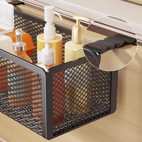 Cesta de almacenamiento colgante multifuncional negra de pared 4