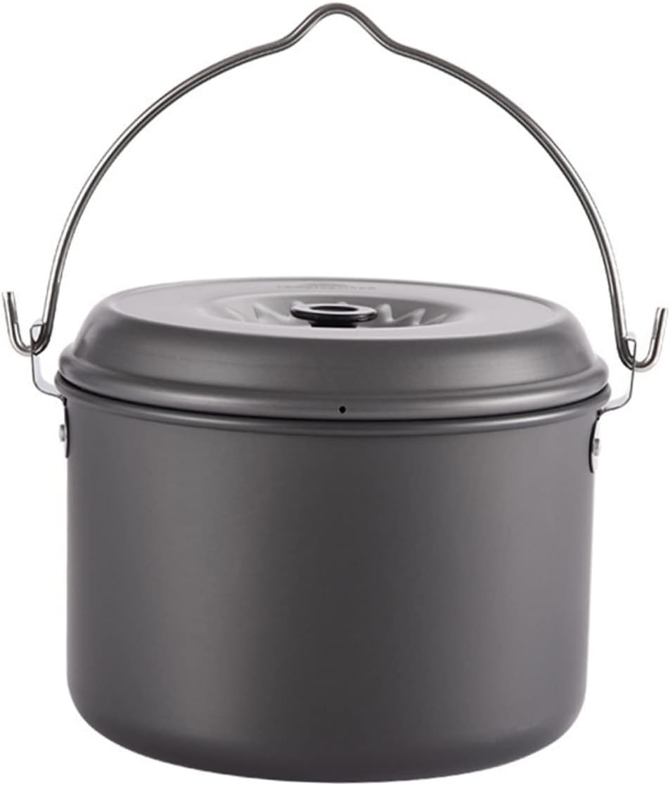 POPETPOP 1Pc Portable Camping Pot Lightweight Cookware for Outdoor Cooking for People Sturdy Riveted Design Balanced Hanging Handle Camping Accessories for Hiking