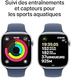 Apple Watch Series 10 (46mm GPS) Smartwatch with Silver Aluminium Case and Denim Sport Strap (M/L). Fitness Tracker, ECG App, Retina Display Always On - 4