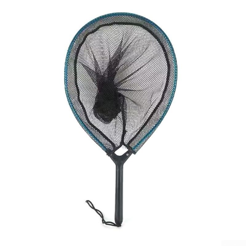 Fishing Landing Net with Silicone Mesh Lightweight Aluminum Handle Compact Design Short Grip for Fly and Stream Fishing Blue Small Medium Sizes for Wading and Tight Spaces(30# Small)