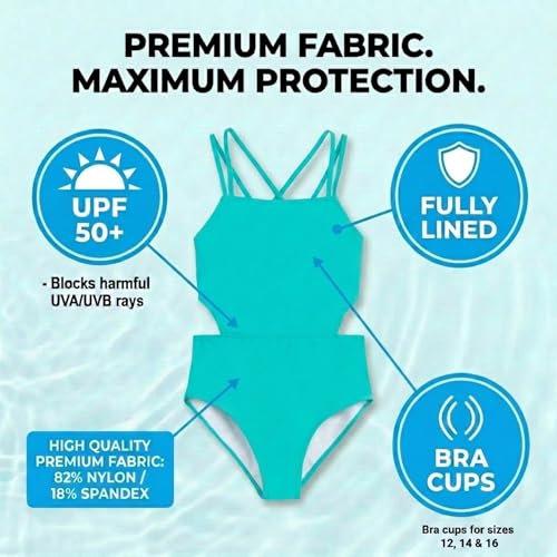 Image of Kanu Surf Girls' Beach Girl Sport Cut-Out One Piece Swimsuit