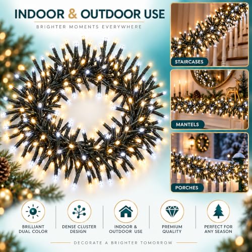 720 LEDs Christmas Tree Cluster Lights Warm-Cool White 10.8m String Lights — photo 3