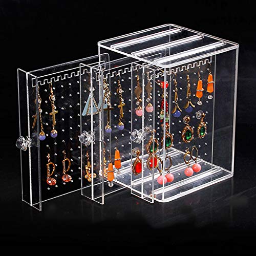 Boîte de rangement transparente plastique 5 tiroirs verticaux boucles d'oreilles
