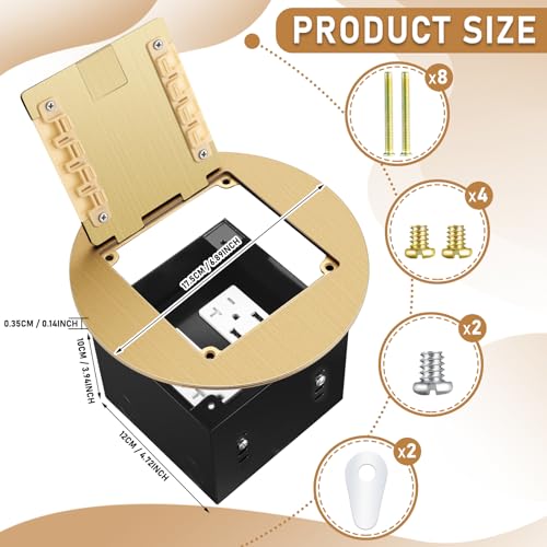 Chapou 2pcs Recessed Floor Outlet 4.8a USB Charger, USB A, Brushed Gold by Chapou - Used condition - Image 2