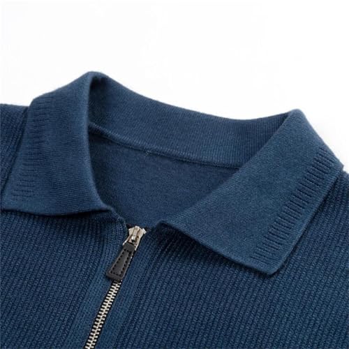 Mens Quarter Zip Business Sweater Long Sleeve Warm Ribbed Knit Pullover Lightweight Sweater2