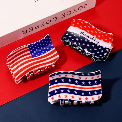 Pinzas para cabello patrióticas con diseño de bandera americana miniatura 2