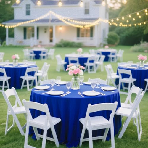 Dekoracja stołu na przyjęcie, Round Tablecloth Stretch Spandex Fitted Cover For 60-72 Inch Tables Multicolor(Royal Blue,60 Inch-1 Pack)