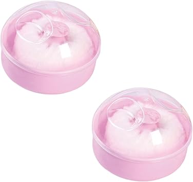 Body Powder Puff and Container Soft Bristles Cosmetic Powder Puff Dry Powder Puff Case Transparent Lid Dustproof Moisture-Proof Powder Container with Puff Makeup Tools Pink 2pcs