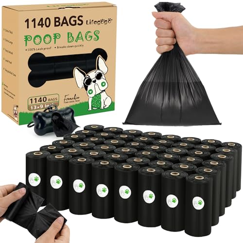 Dog Poop Bag 1140 Counts 57 Rolls Unscented Doggy Poop Bags Leak-Proof Dog Bags for Poop Dog Waste Bags with Dispenser (13 x 9 Inches)