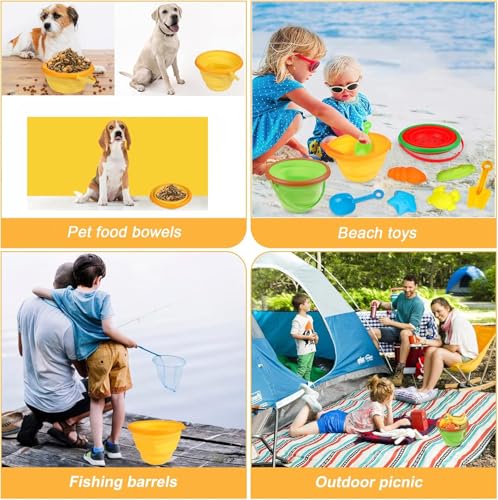 ThinkMax Strand-Sandspielzeug-Set für Kinder, zusammenklappbarer, Faltbarer Strandeimer, Reise-Strandspielzeug für Sommer, Outdoor, Camping, Angeln, Wanne für Kleinkinder, Jungen und Mädchen