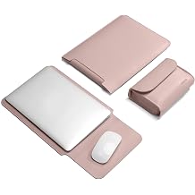 Laptop Sleeve Bag for MacBook 12 A1534/Air 11 13 M2 A2681 M1 A2337/Pro 13 A2338 11.6-12.3 Acer Chromebook/HP Stream/ASUS/Surface Pro 8/7/6/X/5/4/3 PU Bag with Small Case Pink