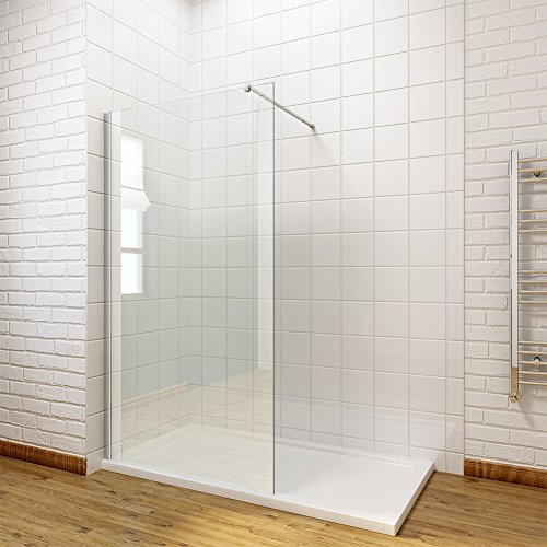 ELEGANT 760mm Walk in Shower Enclosure 8mm Easy Clean Glass Wet Room Shower Screen Panel with 1500x900mm Shower Tray + Waste