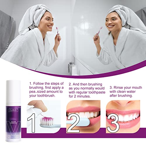 Purple Toothpaste For Teeth Whitening, Color Corrector Whitening Toothpaste, Dental Color Corrector Serum, Foam, Purple Toothpaste, Stain Removal, Whiting Toothpaste. (Purple Toothpaste 1Pcs) #TOP7