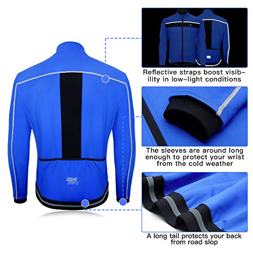 Souke Sports Jaqueta masculina de ciclismo de inverno, à prova de vento, resistente à água, corta-ve