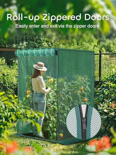 image for GROWNEER Crop Cage, 4' x 4' Plant Protection Tent with 2 Zippered Door