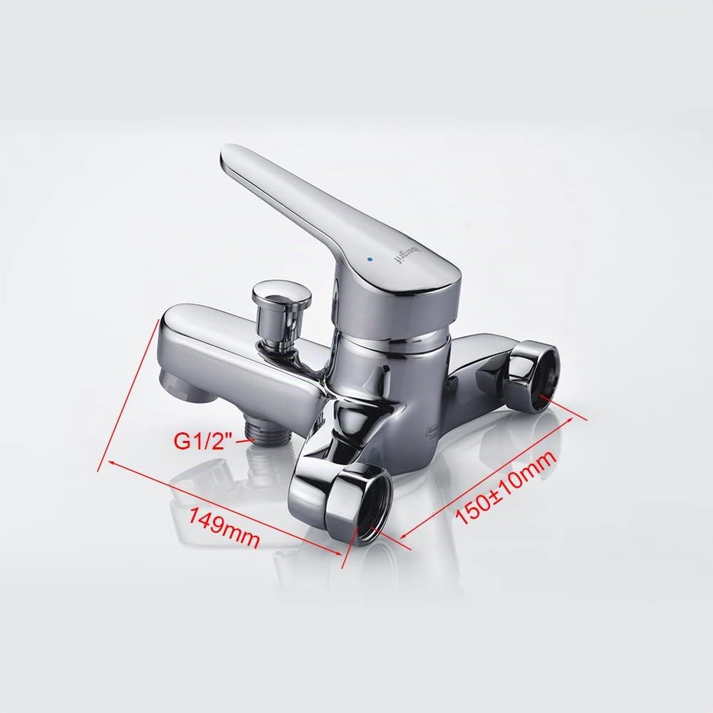 Ibergrif M13050 Rubinetto Miscelatore per Vasca da Bagno con 3 Modalità Sistema Doccia a Pioggia con Flessibile Doccia 180 cm e Bocchetta Allunga (40 cm) Rubinetto Doccia con Supporto Doccia