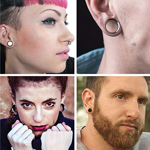 Bodyj4You 72Pc Gauges Kit Ear Lobe Stretching Set | Single Flare Tunnel Plugs Expander Tapers | 14G-00G Black White Acrylic Surgical Steel Body Jewelry #TOP3
