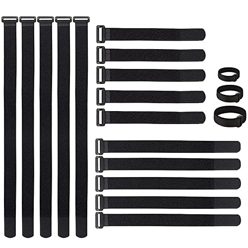 juzishangdian 30Pcs Attaches de Câble Réutilisables Attache Cable Attache-câble Sangles Serre-Câbles Organisateur pour Cordes et Gestion des Câbles 3 Tailles Différentes(20x2cm, 25x2cm, 30x2cmNoir) Cover