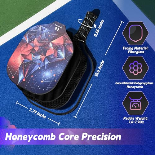 Image of niupipo Pickleball Paddles Set of 2 or 4, USAPA Approved Fiberglass Pickleball Paddle Set with Balls and Bag, Polypropylene Honeycomb Core, Lightweight Pickleball Paddles for Beginners Men Women