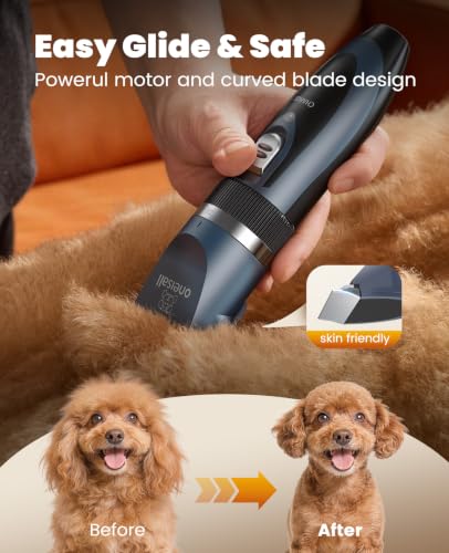 Image of oneisall Dog Clippers and Paw Trimmer Grooming Kit | Low Noise, Powerful Motor, 3-in-1 Dog Trimmers+Nail Grinder, Long-Lasting Battery&Cordless, For Small Medium Large Dogs