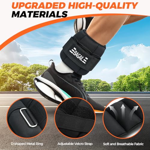BAGAIL Verstellbare Knöchelgewichte 2er Pack, mit abnehmbaren Sandsäcken, tragbare Handgelenk - und Knöchelgewichtsriemen, 0,4-1,6kg pro Riemen, 15-31cm Umfang, ideal für Krafttraining und Cardio